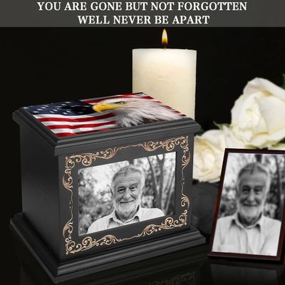 Einzigartiger Fotorahmen Einäscherung Urnen für menschliche Asche Druck Seidenschirmdruck