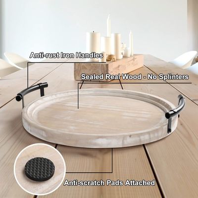 Holzrunder Teller in einfachen Farben für modernes Küchengeschirr