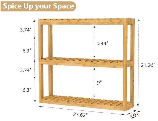 Naturfarbe 3 Stufen Holz-Storage-Regal für die Organisation Ihrer Badezimmer Notwendigkeiten