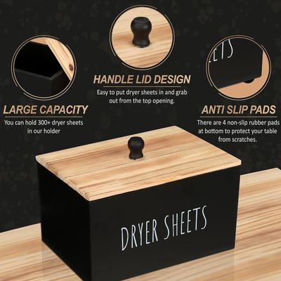 Geschenk Handwerk Schwarze Holzbox Behälter Rechteck Moderne Platz sparen Blätter Dispenser