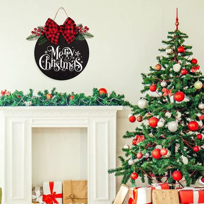 Rundes Holzschild für die Haustür Frohe Weihnachten Willkommensschild aus Holz Massivholz
