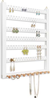 Einfach zu montieren Massivbeukenholz Ohrring Hängende Halter Halter Hanger Wandmontage Schmuck Organisator