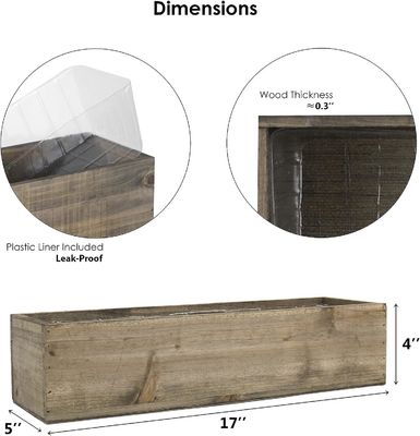 Andere Geschenke Handwerk Luxus rustikal braun Holzpflanzenbox mit abnehmbaren Kunststoff-Liner