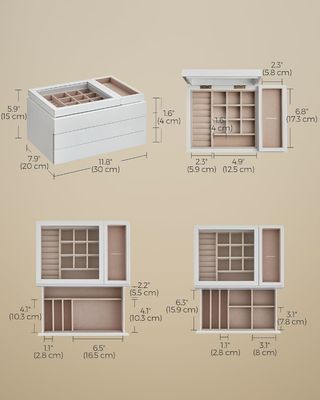 Durchsichtige Deckel 3-Schicht Holzschmuckschachtel in Rechteckform für individuelle Lagerung