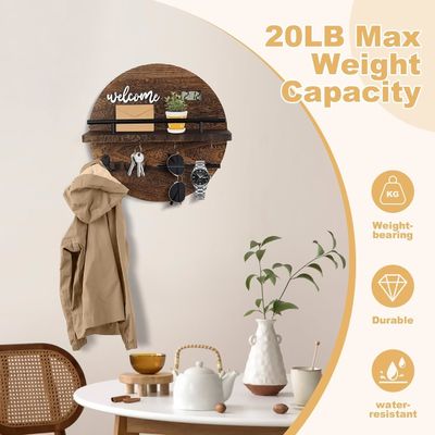 Rundes Holz Schlüssel- und Briefträger-Organisator für den Eingang Schlammraum Flur Küche Büro