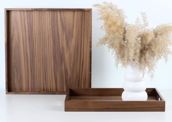 Customized Logo Walnuss Holz Tray Wohnkultur Serviertray mit Griffe