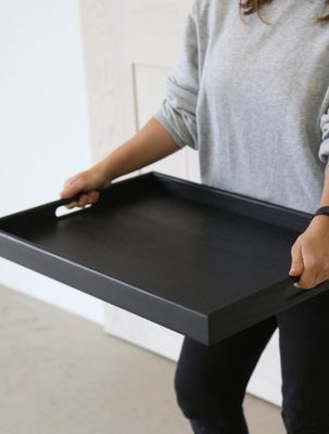 Rechteckiger Walnuss Holz Servierfach mit Griffe Auf Wunsch Walnuss Kaffeetafel