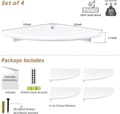 Einrichtung für das Wohnzimmer aus 4 Ecken, weißes Schwimmbücherregal für die Wand