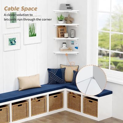 Einrichtung für das Wohnzimmer aus 4 Ecken, weißes Schwimmbücherregal für die Wand