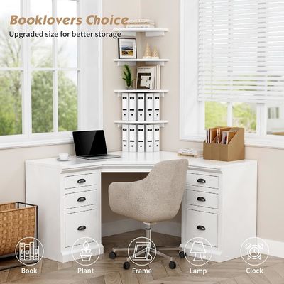 Einrichtung für das Wohnzimmer aus 4 Ecken, weißes Schwimmbücherregal für die Wand