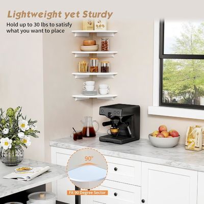 Einrichtung für das Wohnzimmer aus 4 Ecken, weißes Schwimmbücherregal für die Wand