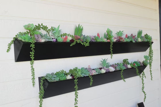 Lange quadratische Holzwandpflanze für moderne Sukkulente in Innen-Außengarten