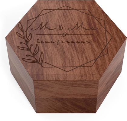 Massivholz Custom 2 Slots Geschenkverpackung mit Logo Holz Ring Box für Verlobungsring