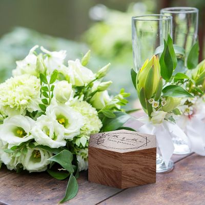 Massivholz Custom 2 Slots Geschenkverpackung mit Logo Holz Ring Box für Verlobungsring