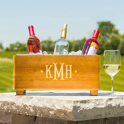 Customized Logo Champagner Kühlbehälter für Jahrestag Holz Geschenk Personalisiertes Design