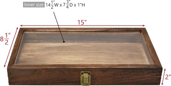 Rechteckige Holzschmuckschachtel mit LED für benutzerdefinierte Naturholzschmuckhalter
