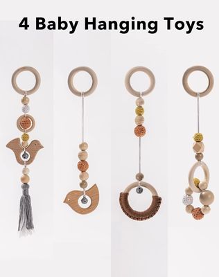 2407Rahmen-Aktivität Gym Hanging Bar Babyspielzeug Holz Baby Gym mit 4 Spielzeugen in Ihrer Farbe
