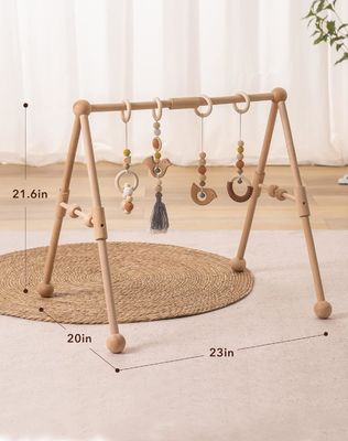 2407Rahmen-Aktivität Gym Hanging Bar Babyspielzeug Holz Baby Gym mit 4 Spielzeugen in Ihrer Farbe