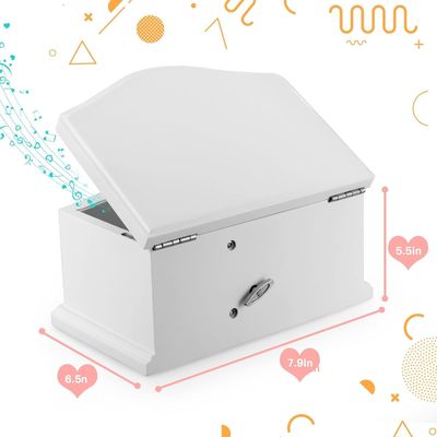 Mittlere weiße Ballerina Schmuckschachtel aus Holz mit Spiegel für eine personalisierte Organisation