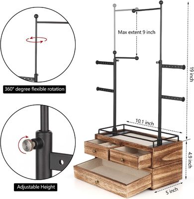 Einfache Holzkiste Custom 6 Stufe Schmuck Baumstand mit 2 Schichten Schmuck Schubladen Lagerung
