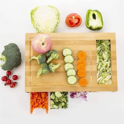 Rechteckige Bambus-Schnittplatte mit 4 Behältern