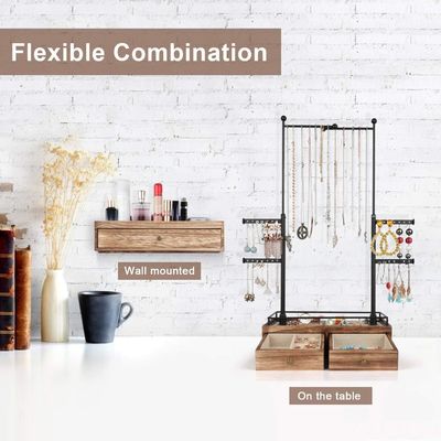 Einfache Holzkiste Custom 6 Stufe Schmuck Baumstand mit 2 Schichten Schmuck Schubladen Lagerung