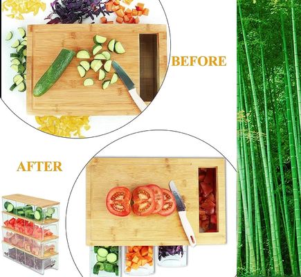 Rechteckige Bambus-Schnittplatte mit 4 Behältern