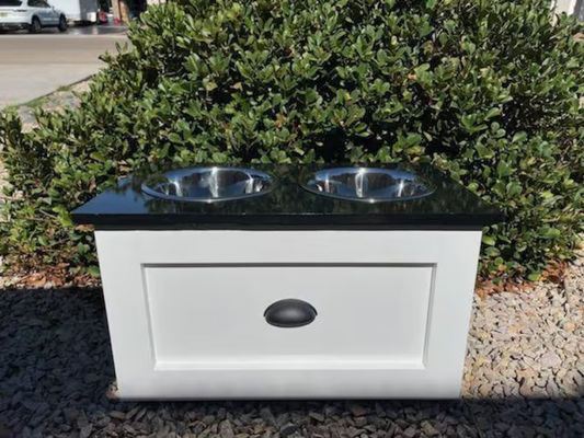 Kleine Haustiere Tiere Fütterungsstation Alter Haustier 2 Schüssel Hochgehobener Hundefutter mit Schubladen