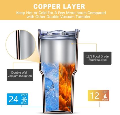 Holzkorn-Tumbler 30oz Edelstahl Vakuum-isolierter Becher für heiße und kalte Getränke