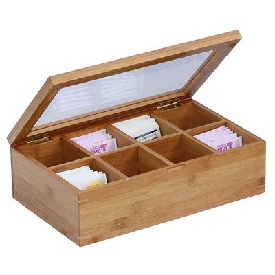 Geschenkhandwerk Industrie kundenspezifisches Logo akzeptable Holztee-Box mit Glasdeckel