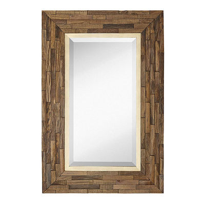 Rustikales Bauernhaus Wohnzimmer Dekor Holz Wand Hängende Spiegel in Plain Colo