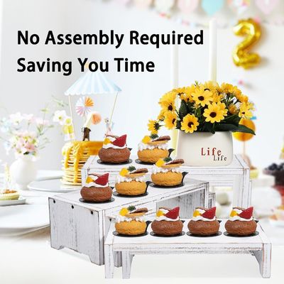 Wohnkultur und Geschenke Funktionales Design 3-Schicht Holz Messing Cupcake Dessert Display Riser