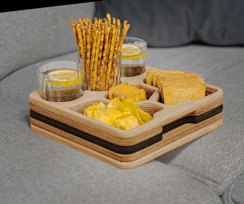 Multifunktionales Servierfach für Snacks und Getränke Platzsparende Couchbar Snackbox