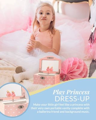 Handgefertigte Schwanensee Wind-Up Musikbox für Mädchen und Jugendliche Rechteck Schmuck Organisator