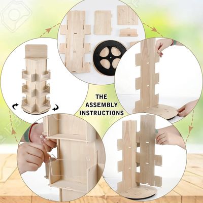 Wohnzimmermöbel 3 Stufe 4 Seitige drehbare Holz-Display-Stand mit 360-Rotation