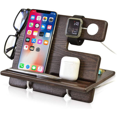 Multifunktionales Holz-Desktop-Handyhalter mit individuellem Logo-Druck