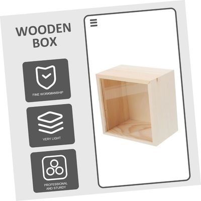 Holzkiste Schreibtischzubehör Gehäuse Dekorativ Holz Schatz Klares Deckel Kleines Display