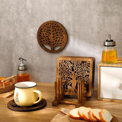 Quadratische, runde Baum-Trivet-Halter Luxus-Design-Stil Holz-Wärmebeständige Pads