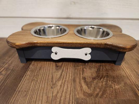 202406 Personalisierter Name Tag Kleines Holz-Hundefütterungsgerät für Haustier-Dinner
