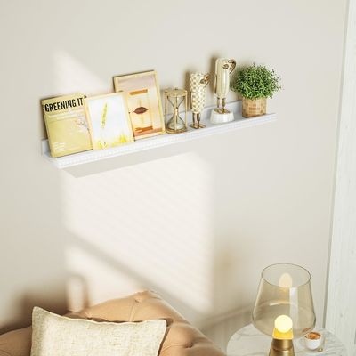 Holzperlen und Lippen-Design Schwebende Regale Set von 2 modernen Weiß für Multifunktion