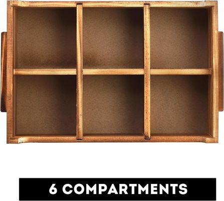 6 Kompartiment TIMBER Holz-Tee-Tasche Kiste für Geschenk-Packung und Zucker-Packung Organisator