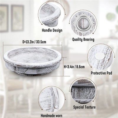 Anpassbares rundes 13 Zoll Holztrey mit verzweifeltem Finish und faulem Susan-Turntable