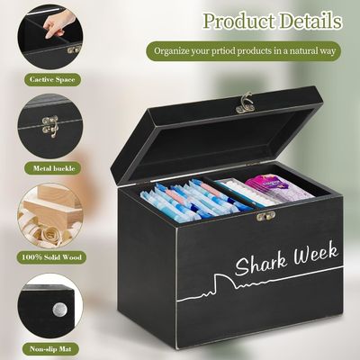 Shark Week Tamponspeicher mit Tablettdeckel Holz geschnitzter weiblicher Produktorganisator