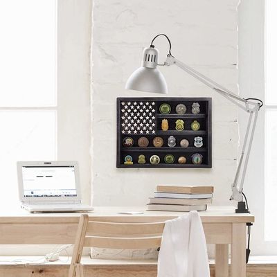 Regierung Militärische Herausforderung Münzregal mit Holz amerikanische Flagge Wanddekoration