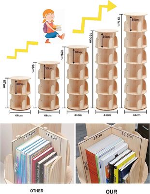 3-5 Stufe Kinder Dreh Bücherregal für Allgemeine in Weiß Wohnzimmer Bücherregal
