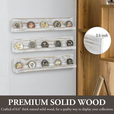 Wandmontierte Weiße gewaschene Massivholz Herausforderung Münzhalter Drei-Schicht Holz Handwerk