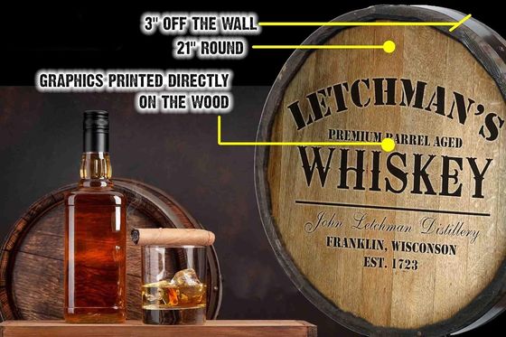 Lackierung Druck Handhabung Holzfässer Wanddekoration Bar Zeichen für Wein und Bier