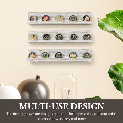 Wandmontierte Weiße gewaschene Massivholz Herausforderung Münzhalter Drei-Schicht Holz Handwerk