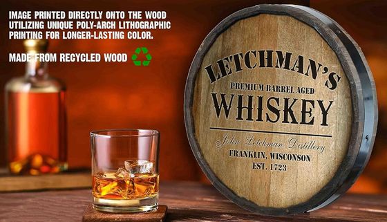 Lackierung Druck Handhabung Holzfässer Wanddekoration Bar Zeichen für Wein und Bier