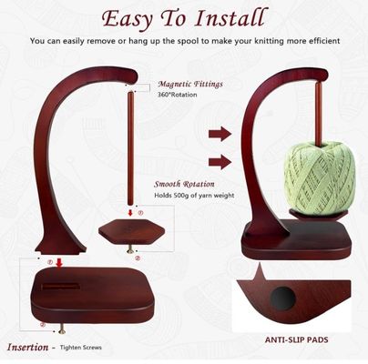 Magnetische Metallwirbelmechanik Holzgarnspinner zum Stricken und Häkeln